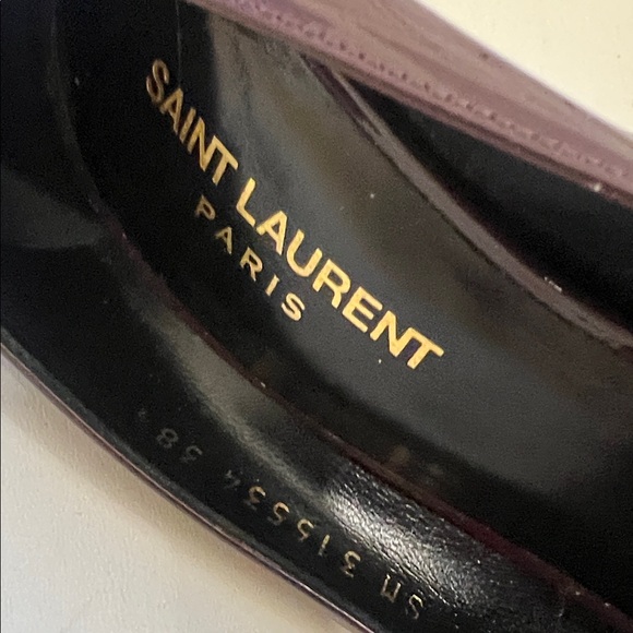 Saint Laurent Women's Dark Brown, Burgundy Patent Heels - Picture 4 of 12
